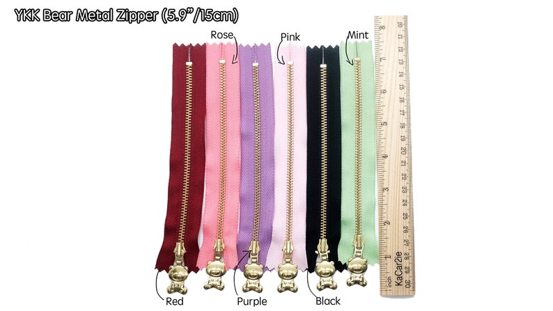 20cm YKK Bear ZippersVarious Color ZipperLaces Zippers Stylish Zipper Colors ZipperRibbon Zipper pullZipper for pouchZipper for dress image 5