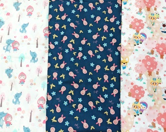 1/2 Yard Fabric | Korean Fabric | Cotton Fabric| Winnie the Pooh Fabric | Little Red Riding Hood Fabric |Pororo Fabric | Quilting Fabric|