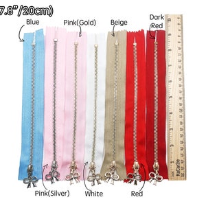 20cm YKK Bear ZippersVarious Color ZipperLaces Zippers Stylish Zipper Colors ZipperRibbon Zipper pullZipper for pouchZipper for dress image 3