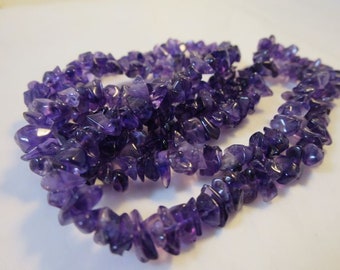 Amethyst Chip Necklace 36" Long