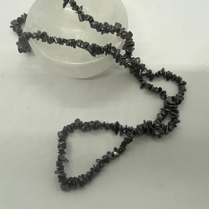 Hematite Chip Necklace - 36&quot; long,  Strong Protection Stone, Focus, Concentration, Happiness