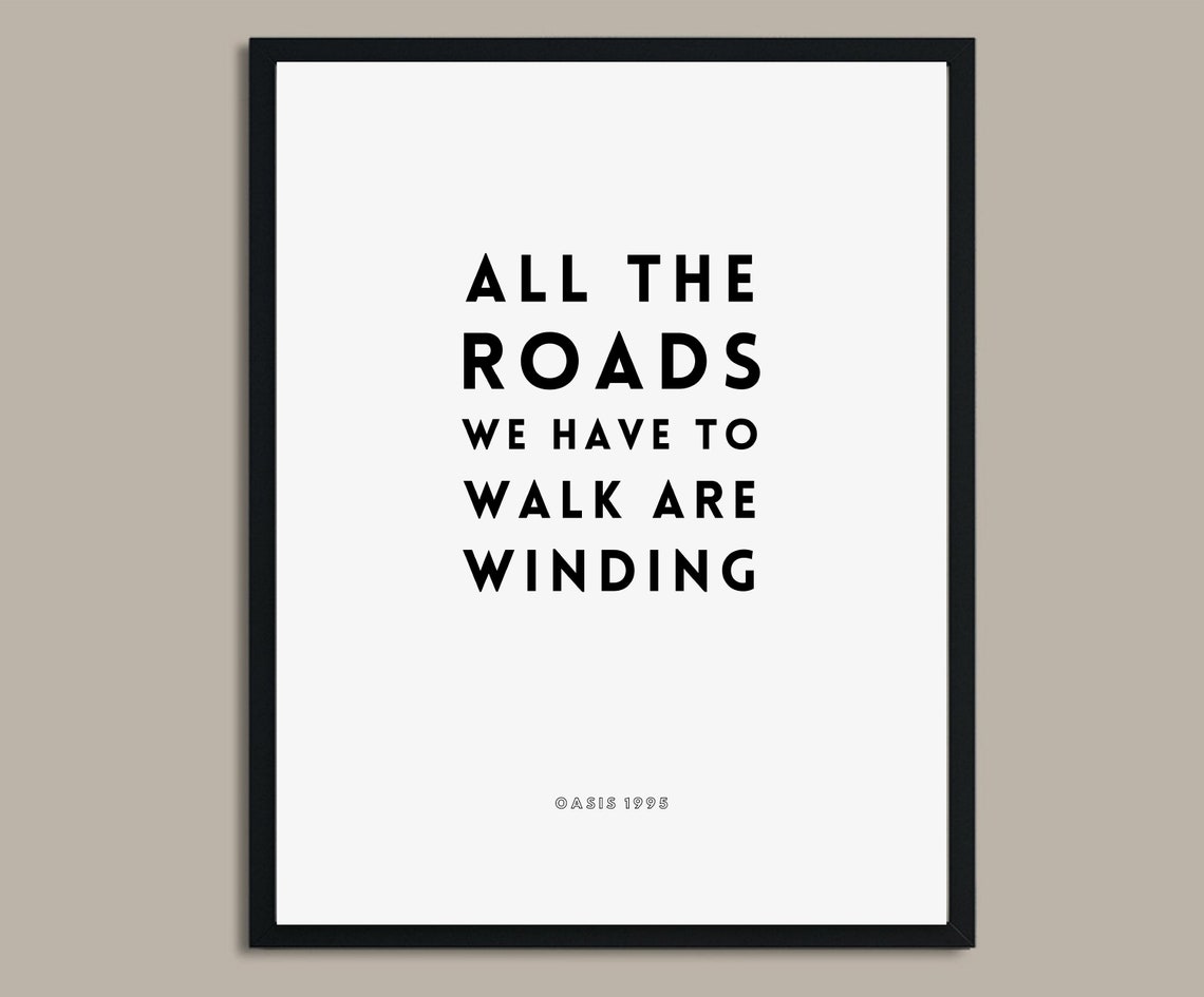 Oasis Wonderwall Song Lyrics Print | Lyric Wall Art | Living Room Print