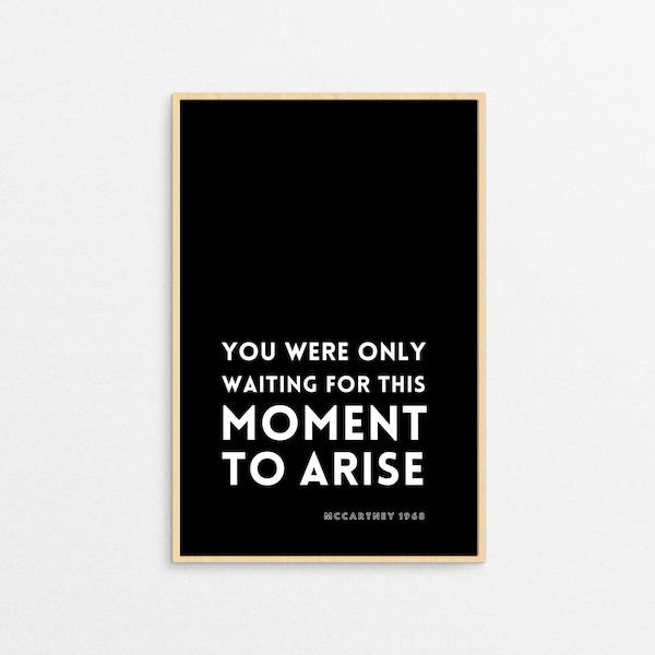 Beatles Song Lyric Print | Minimalist Wall Art | Quotes About Life | Last Minute Gift