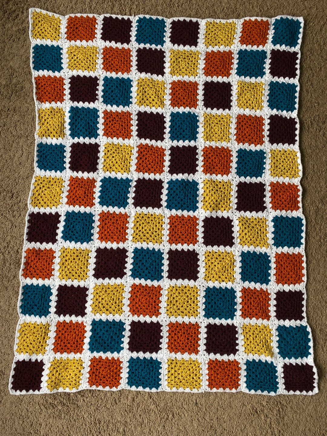 Handmade Crochet Granny Square Blanket Etsy