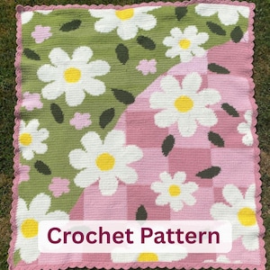 Patrón de ganchillo en PDF: Manta Campo de Margaritas