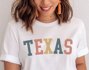 Texas-shirt, Texas-T-shirt, State Pride-shirt, retroshirt, Texas T-shirt, Texas T-shirt, staatsshirt, T-shirts voor vrouwen