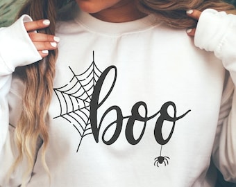 Boo Sweatshirt, Halloween Sweater, Boo Spiderweb Sweater, Fall Sweatshirt, Fall Shirt, Halloween Hoodie, Ghost, Boo, Halloween Sweatshirt