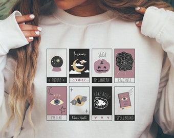 Tarotkortströja, pumpatröja, halloweentröja, häxa, gotiska kläder, häxkonstgåva, gotiska presenter till häxor