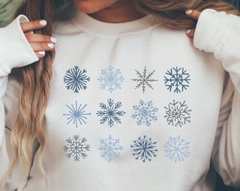 FRCOLT Women Merry Christmas Snowflake Printed Tops Hooded Sheath Long Sweatshirt