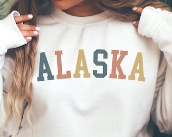 Alaska Sweatshirt, State Sweatshirt, Retro Sweatshirt, Vintage Sweater, Alaska Crewneck, State Gifts, Alaska Shirt, College Sweatshirt