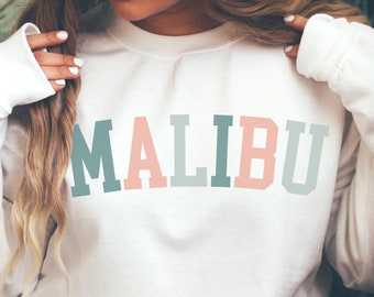 Malibu Sweatshirt, Malibu Rundhalsausschnitt, Malibu Hoodie, Malibu California Shirt, süßes Geschenk für sie, Malibu Beach Sweatshirt, Retro Sweatshirt
