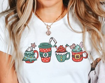 Christmas Coffee Shirt, Coffee Lover Shirt, Cute Christmas Shirt, Cute Gift for Coffee Lover, Coffee Latte Lover Gift, Coffee Cups Shirt