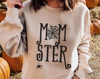 Momster Sweatshirt, Halloween Sweatshirt für Mama, lustiges Halloween Mom Shirt, Süßes oder Saures Sweatshirt, Halloween Schwangerschaft Ankündigung T-Shirt