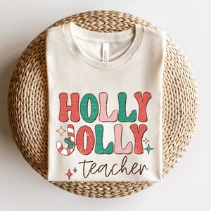 Lehrer Weihnachten Shirt, Holly Jolly Lehrerin, Retro Weihnachten Lehrerin Shirt, süßes Weihnachtsgeschenk für Lehrer, niedliches Weihnachtsgeschenk für Lehrer
