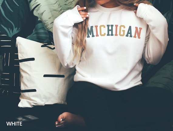 Michigan Sweatshirt, Retro Michigan Sweater, Vintage Sweatshirt, Michigan Shirt, Michigan Crewneck, State Sweatshirt, Cute Sweatshirt