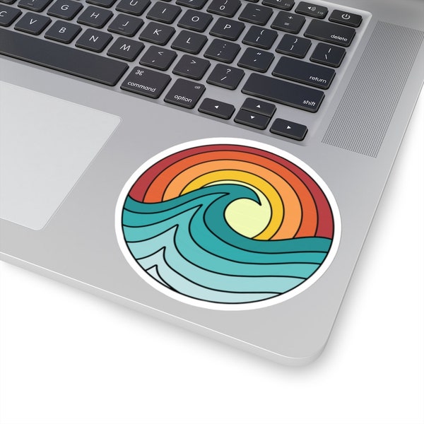 Wave Sticker, Kiss Cut Sticker, Ocean Sticker, Sunset Wave Sticker