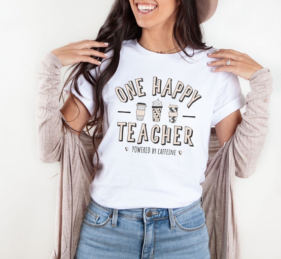 Funny Teacher T-shirt, Teacher Shirt, Teacher Coffee Tshirt, Teacher Gifts Beginning of The Year, Cute Teacher Shirt, Powered by Caffeine