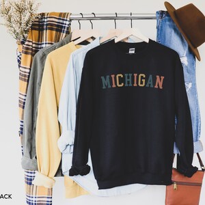 Michigan Sweatshirt, Retro Michigan Sweater, Vintage Sweatshirt, Michigan Shirt, Michigan Crewneck, State Sweatshirt, Cute Sweatshirt Black