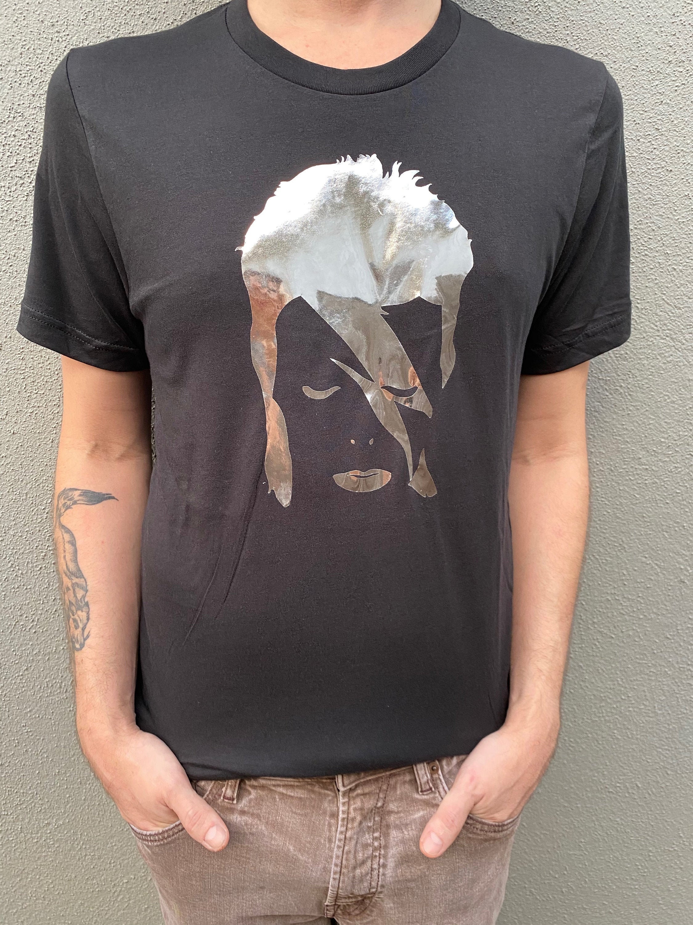 Chemise Homme David Bowie Neuve Avec étiquettes - Manches Courtes, 100% Coton, Tailles S-3XL