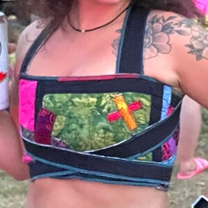 Quilted crop top with wrap around straps