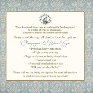 a blue and white wedding card with a bird on it