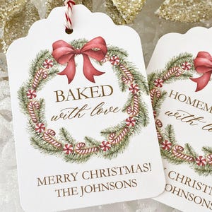 Baked with Love Christmas Tags Labels, Homemade with Love Christmas Tags, From the Kitchen Tags, Holiday Baking Cookie Tags, Candy Cane Tags Bild 1