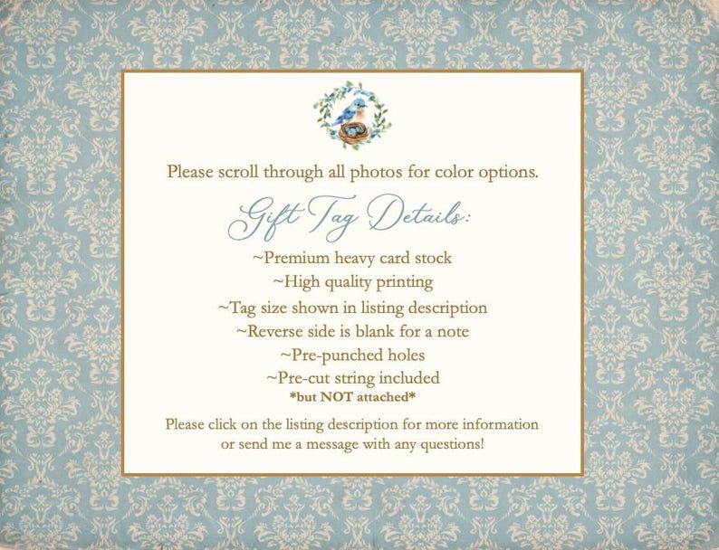 a blue and white frame with a picture of a bird on it