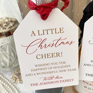 Printed Christmas Cheer Wine Tags, Christmas Party Champagne Gift Tags, Holiday Wine Cheer Tags, Holiday Champagne Tag, Corporate, Employee image 2