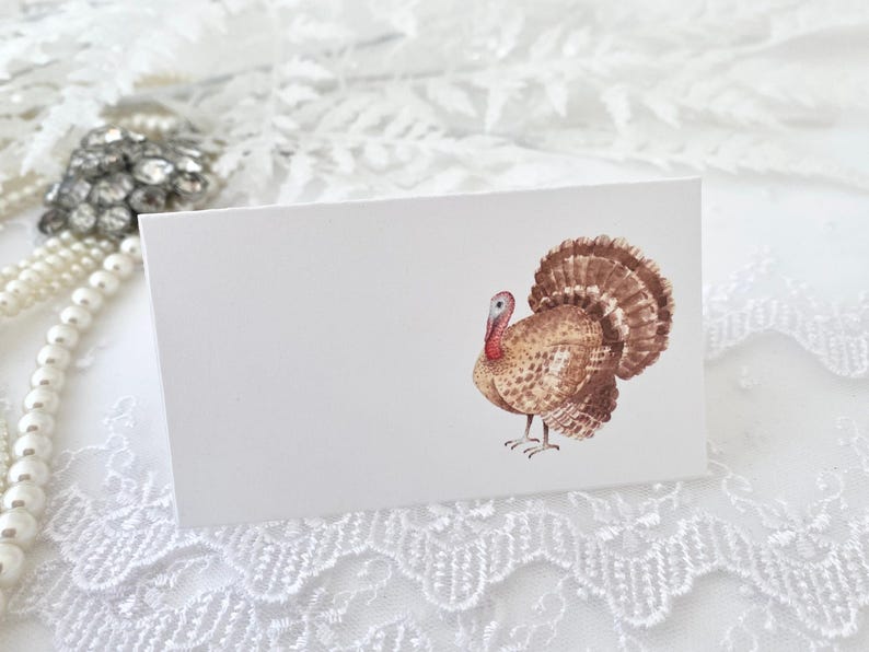 Turkey Place Cards, Turkey Placecards, Thanksgiving Name Cards, Thanksgiving Friendsgiving Place Cards, Printed Place Cards, Printed image 2