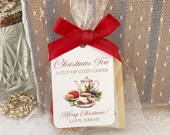 Christmas Tea Party Favor Gift Bags, Winter Holiday Tea Favor Gift Bags, Christmas Tea Bags for Party, Hostess Christmas Gift