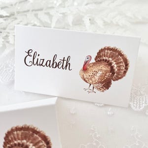 Turkey Place Cards, Turkey Placecards, Thanksgiving Name Cards, Thanksgiving Friendsgiving Place Cards, Printed Place Cards, Printed image 3