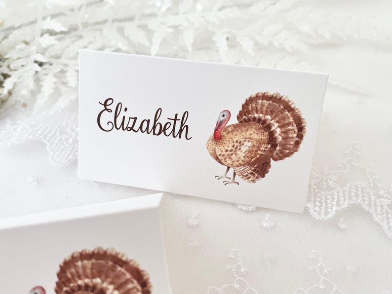 Turkey Place Cards, Turkey Placecards, Thanksgiving Name Cards, Thanksgiving Friendsgiving Place Cards, Printed Place Cards, Printed image 3