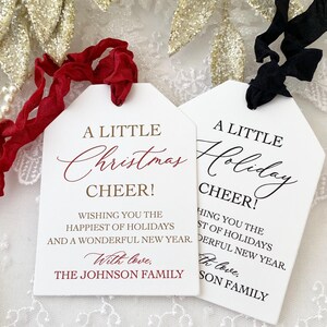 Printed Christmas Cheer Wine Tags, Christmas Party Champagne Gift Tags, Holiday Wine Cheer Tags, Holiday Champagne Tag, Corporate, Employee image 3