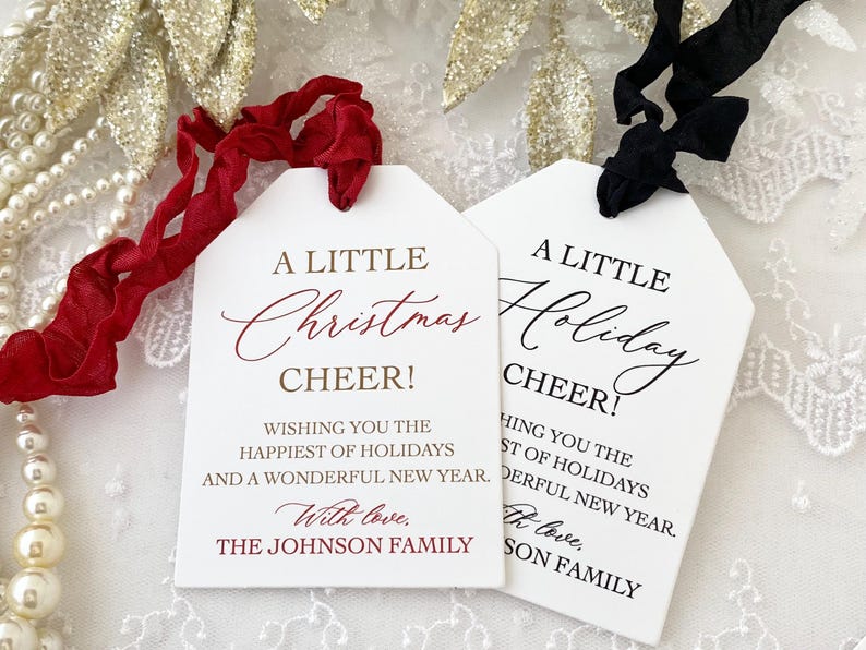 Printed Christmas Cheer Wine Tags, Christmas Party Champagne Gift Tags, Holiday Wine Cheer Tags, Holiday Champagne Tag, Corporate, Employee image 3