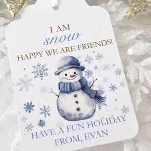 Printed Boy Snowman Christmas Gift Favor Tags for School Classroom Friends, Christmas Holiday Favor Tags for Boy, Snow Glad We Are Friends