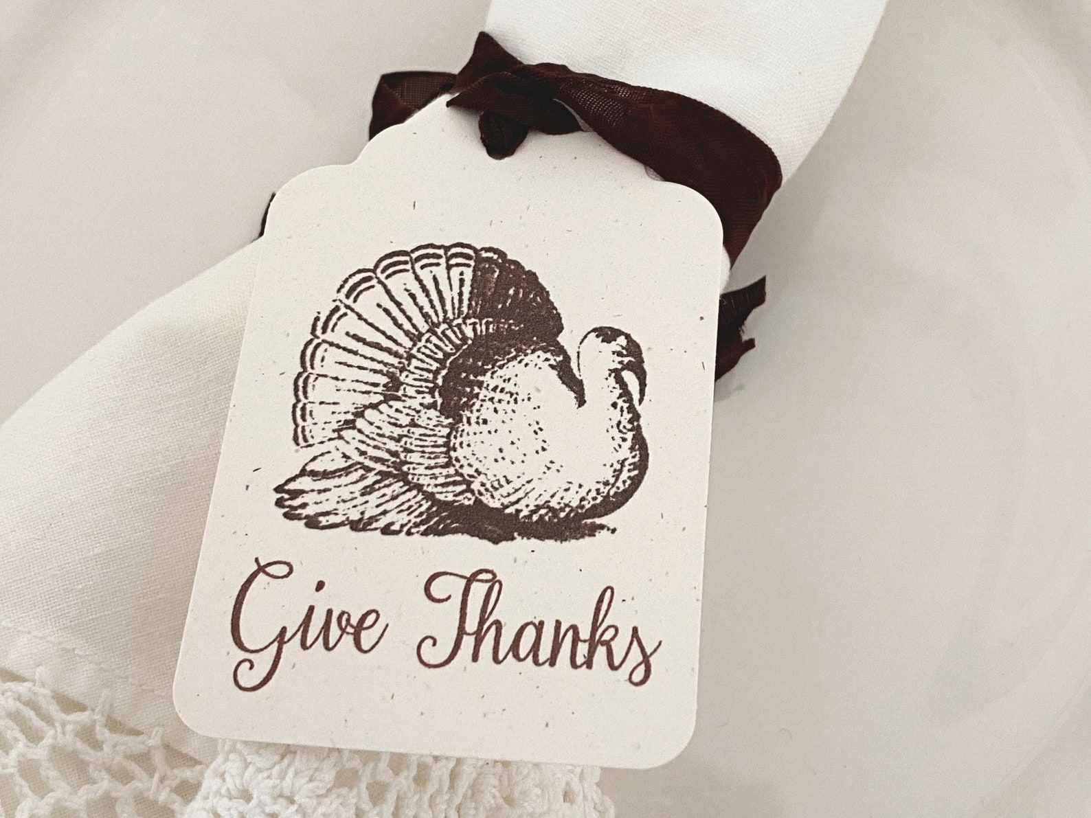 Give Thanks Tags Turkey Tags Turkey Gift Tags Turkey Napkin Etsy