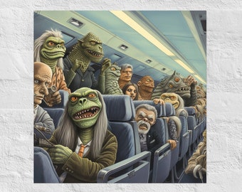 Airplane Crazy Lady Freak Out That MFer Is Not Real Funny Cryptid Characters All On The Airplane Photo Premium Glossy Paper Wall Poster Art