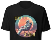 Cosmic Comfort Unisex Netflix and Chill Astronaut T-Shirt Funny Top - Embrace the Ultimate Relaxation in Space