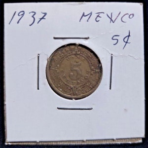 Old 1937 Mexico 5 Centavos Copper/Nickel Coin Estados Unidos Mexicanos