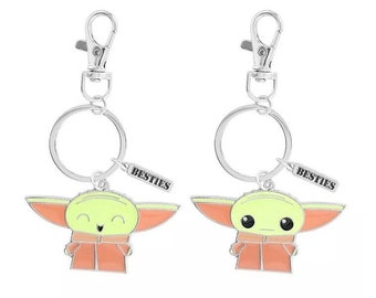 New Disney Star Wars Grogu The Mandalorian Metal BFF Besties Keychain Best Friends Forever Key Chain Set of 2