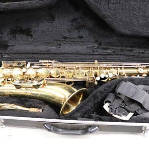 Vintage BSL Gold Tenor Saxophone Sax w/ Case & Neck Engraved Bell Instrument