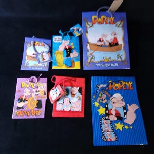 Lot of 6 Vintage Rare 1996 Retro Popeye and Olive Oyl Small / Medium Gift Bag