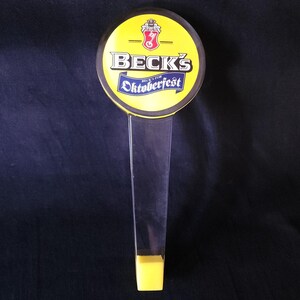 Becks Oktoberfest Bar Beer Tap Handle Acrylic Yellow 9” Vintage Breweriana Knob