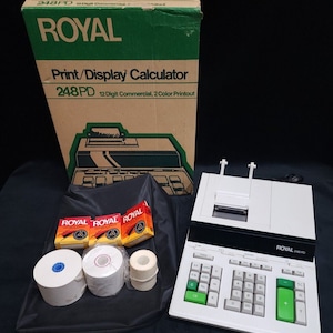 Vintage Print Display Calculator Royal 248PD Commercial Adding Machine with Box image 1