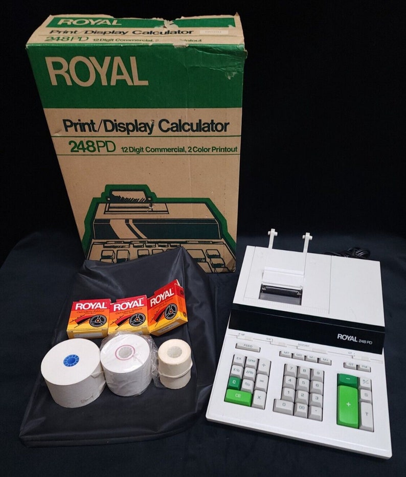 Vintage Print Display Calculator Royal 248PD Commercial Adding Machine with Box image 1