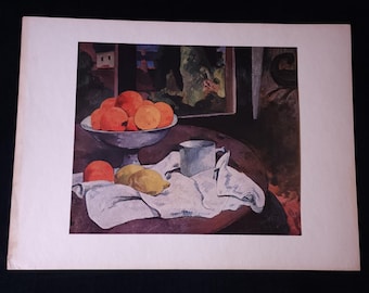 Natureza-morta de Paul Gauguin, década de 1940, 1ª edição, impressão suíça em cores, arte vintage.