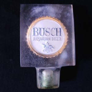 Vintage Busch Bavarian Draft Beer Frosted Acrylic Home Bar Tap Square Handle