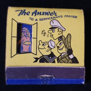 Caixa de fósforos vintage rara do 7 Seas Locker Club Girlie Feature, Califórnia, CA, livro completo