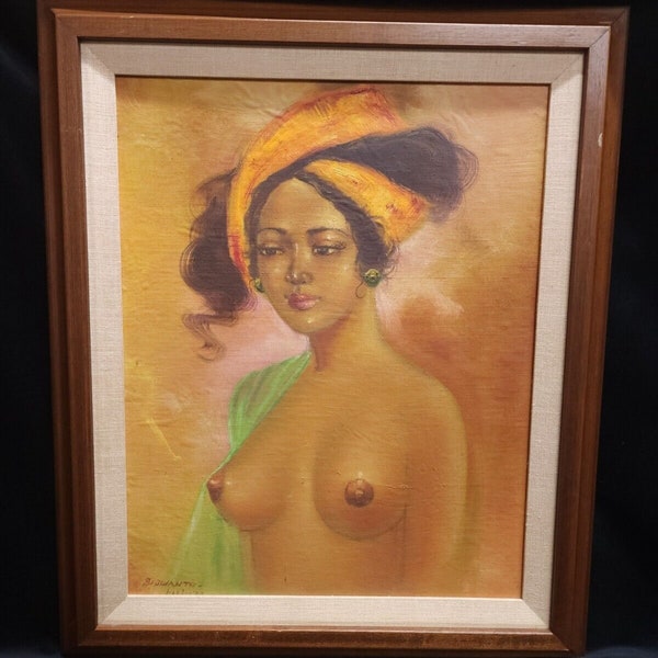 Siswanto Bali 83 femmes africaines noires originales huile sur toile peinture signée