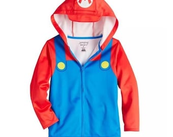 Super Mario Bros - Disfraz de forro polar para niños y jóvenes, sudadera con capucha y cremallera, talla 6